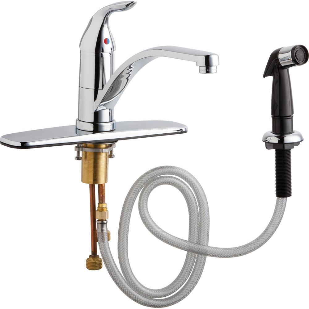 Chicago Faucets 432-ABCP - Single Lever Kitchen Faucet with Spray